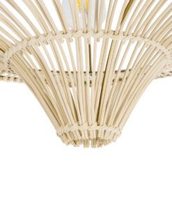 GloboStar® PALERMO 02152 Boho Φωτιστικό Οροφής Μονόφωτο 1 x E27 AC220-240V IP20 – Φ60 x Υ36cm – Μπεζ Ξύλινο Μπαμπού Πλέγμα – 5 Χρόνια Εγγύηση