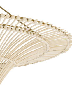 GloboStar® PALERMO 02152 Boho Φωτιστικό Οροφής Μονόφωτο 1 x E27 AC220-240V IP20 – Φ60 x Υ36cm – Μπεζ Ξύλινο Μπαμπού Πλέγμα – 5 Χρόνια Εγγύηση