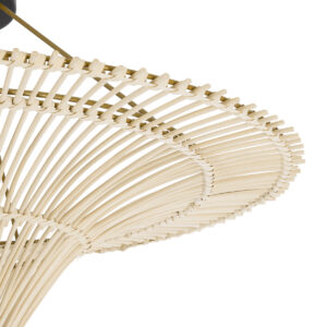 GloboStar® PALERMO 02152 Boho Φωτιστικό Οροφής Μονόφωτο 1 x E27 AC220-240V IP20 – Φ60 x Υ36cm – Μπεζ Ξύλινο Μπαμπού Πλέγμα – 5 Χρόνια Εγγύηση