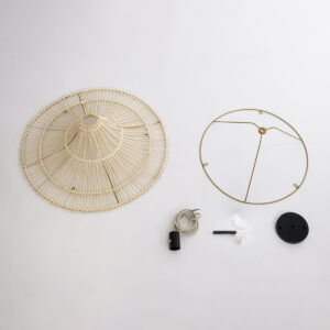 GloboStar® PALERMO 02152 Boho Φωτιστικό Οροφής Μονόφωτο 1 x E27 AC220-240V IP20 – Φ60 x Υ36cm – Μπεζ Ξύλινο Μπαμπού Πλέγμα – 5 Χρόνια Εγγύηση