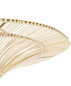 GloboStar® PALERMO 02153 Boho Φωτιστικό Οροφής Μονόφωτο 1 x E27 AC220-240V IP20 – Φ100 x Υ55cm – Μπεζ Ξύλινο Μπαμπού Πλέγμα – 5 Χρόνια Εγγύηση