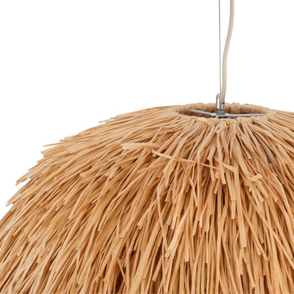 GloboStar® GUADELOUPE 02155 Boho Κρεμαστό Φωτιστικό Οροφής Μονόφωτο 1 x E27 AC220-240V IP20 – Φ80 x Υ60cm – Καφέ Φυσική Ράφια Νήμα Πλέγμα Καμπάνα – 5 Χρόνια Εγγύηση