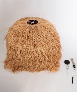 GloboStar® GUADELOUPE 02156 Boho Κρεμαστό Φωτιστικό Οροφής Μονόφωτο 1 x E27 AC220-240V IP20 – Φ120 x Υ100cm – Καφέ Φυσική Ράφια Νήμα Πλέγμα Καμπάνα – 5 Χρόνια Εγγύηση