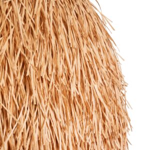 GloboStar® GUADELOUPE 02156 Boho Κρεμαστό Φωτιστικό Οροφής Μονόφωτο 1 x E27 AC220-240V IP20 – Φ120 x Υ100cm – Καφέ Φυσική Ράφια Νήμα Πλέγμα Καμπάνα – 5 Χρόνια Εγγύηση