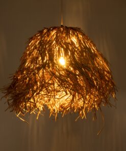 GloboStar® GUADELOUPE 02157 Boho Κρεμαστό Φωτιστικό Οροφής Μονόφωτο 1 x E27 AC220-240V IP20 – Φ50 x Υ40cm – Μπεζ Φυσική Ράφια Νήμα Πλέγμα Καμπάνα – 5 Χρόνια Εγγύηση