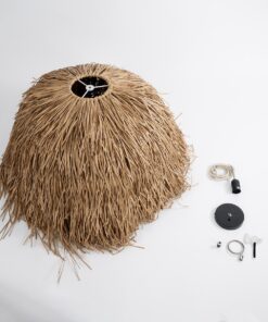 GloboStar® GUADELOUPE 02158 Boho Κρεμαστό Φωτιστικό Οροφής Μονόφωτο 1 x E27 AC220-240V IP20 – Φ80 x Υ60cm – Μπεζ Φυσική Ράφια Νήμα Πλέγμα Καμπάνα – 5 Χρόνια Εγγύηση