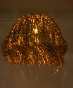 GloboStar® GUADELOUPE 02158 Boho Κρεμαστό Φωτιστικό Οροφής Μονόφωτο 1 x E27 AC220-240V IP20 – Φ80 x Υ60cm – Μπεζ Φυσική Ράφια Νήμα Πλέγμα Καμπάνα – 5 Χρόνια Εγγύηση