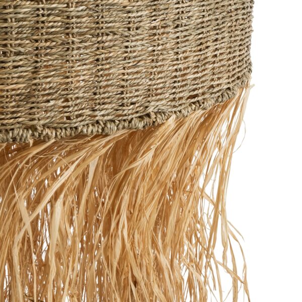 GloboStar® SAINTLUCIA 02161 Boho Κρεμαστό Φωτιστικό Οροφής Μονόφωτο 1 x E27 AC220-240V IP20 – Φ66 x Υ120cm – Χακί Σχοινί με Μπεζ Φυσική Ράφια Νήμα Πλεγμα Καμπάνα – 5 Χρόνια Εγγύηση
