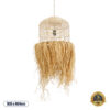 GloboStar® BASSETERRE 02162 Boho Κρεμαστό Φωτιστικό Οροφής Μονόφωτο 1 x E27 AC220-240V IP20 – Φ35 x Υ60cm – Μπεζ Ξύλινο Μπαμπού με Μπεζ Φυσική Ράφια Νήμα Πλεγμα Καμπάνα – 5 Χρόνια Εγγύηση