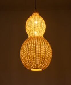 GloboStar® KINGSTOWN 02168 Boho Κρεμαστό Φωτιστικό Οροφής Μονόφωτο 1 x E27 AC220-240V IP20 – Φ30 x Υ60cm – Μπεζ Ξύλινο Μπαμπού Πλέγμα – 5 Χρόνια Εγγύηση