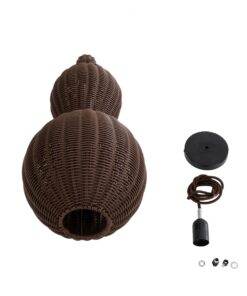 GloboStar® KINGSTOWN 02169 Boho Κρεμαστό Φωτιστικό Οροφής Μονόφωτο 1 x E27 AC220-240V IP20 – Φ30 x Υ60cm – Καφέ Ξύλινο Μπαμπού Πλέγμα – 5 Χρόνια Εγγύηση