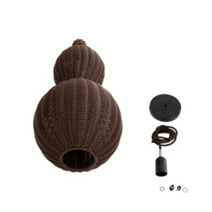 GloboStar® KINGSTOWN 02169 Boho Κρεμαστό Φωτιστικό Οροφής Μονόφωτο 1 x E27 AC220-240V IP20 – Φ30 x Υ60cm – Καφέ Ξύλινο Μπαμπού Πλέγμα – 5 Χρόνια Εγγύηση