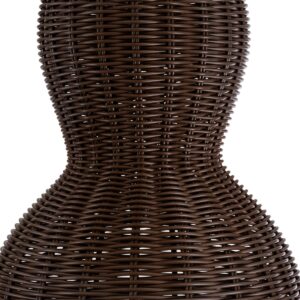 GloboStar® KINGSTOWN 02169 Boho Κρεμαστό Φωτιστικό Οροφής Μονόφωτο 1 x E27 AC220-240V IP20 – Φ30 x Υ60cm – Καφέ Ξύλινο Μπαμπού Πλέγμα – 5 Χρόνια Εγγύηση