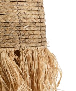 GloboStar® PORTOFERRAIO 02170 Boho Κρεμαστό Φωτιστικό Οροφής Μονόφωτο 1 x E27 AC220-240V IP20 – Φ30 x Υ70cm – Μπεζ Ξύλινο Μπαμπού Πλέγμα Καμπάνα – 5 Χρόνια Εγγύηση