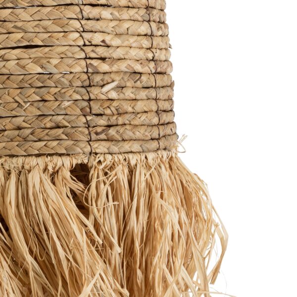 GloboStar® PORTOFERRAIO 02170 Boho Κρεμαστό Φωτιστικό Οροφής Μονόφωτο 1 x E27 AC220-240V IP20 – Φ30 x Υ70cm – Μπεζ Ξύλινο Μπαμπού Πλέγμα Καμπάνα – 5 Χρόνια Εγγύηση