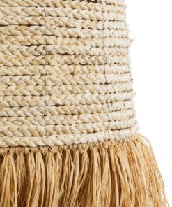 GloboStar® AREMBEPE 02171 Boho Κρεμαστό Φωτιστικό Οροφής Μονόφωτο 1 x E27 AC220-240V IP20 – Φ50 x Υ150cm – Μπεζ Φυσική Ράφια Νήμα Πλέγμα Καμπάνα – 5 Χρόνια Εγγύηση