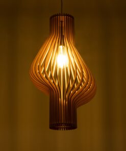 GloboStar® MIHIRO 02172 Boho Κρεμαστό Φωτιστικό Οροφής Μονόφωτο 1 x E27 AC220-240V IP20 – Φ32 x Υ56cm – Καφέ Ξύλινο Πλέγμα – 5 Χρόνια Εγγύηση