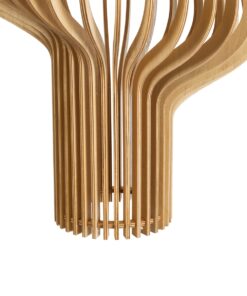 GloboStar® MIHIRO 02172 Boho Κρεμαστό Φωτιστικό Οροφής Μονόφωτο 1 x E27 AC220-240V IP20 – Φ32 x Υ56cm – Καφέ Ξύλινο Πλέγμα – 5 Χρόνια Εγγύηση