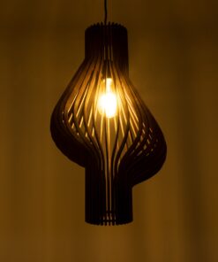 GloboStar® MIHIRO 02173 Boho Κρεμαστό Φωτιστικό Οροφής Μονόφωτο 1 x E27 AC220-240V IP20 – Φ32 x Υ56cm – Καφέ Σκούρο Ξύλινο Πλέγμα – 5 Χρόνια Εγγύηση