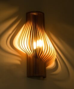 GloboStar® MIHIRO 02174 Boho Φωτιστικό Τοίχου – Απλίκα Μονόφωτο 1 x E27 AC 220-240V IP20 – Μ25 x Π13 x Υ40cm – Καφέ Ξύλινο Πλέγμα – 5 Χρόνια Εγγύηση