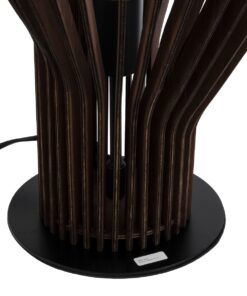 GloboStar® MIHIRO 02177 Boho Επιτραπέζιο Φωτιστικό Μονόφωτο 1 x E27 AC220-240V IP20 – Φ33 x Υ57cm – Καφέ Σκούρο Ξύλινο με Μαύρη Μεταλλική Βάση Πλέγμα – 5 Χρόνια Εγγύηση