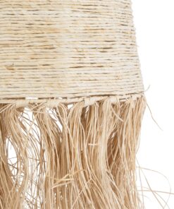 GloboStar® AREMBEPE 02178 Boho Κρεμαστό Φωτιστικό Οροφής Μονόφωτο 1 x E27 AC220-240V IP20 – Φ34 x Υ70cm – Μπεζ Φυσική Ράφια Νήμα Πλέγμα Καμπάνα – 5 Χρόνια Εγγύηση