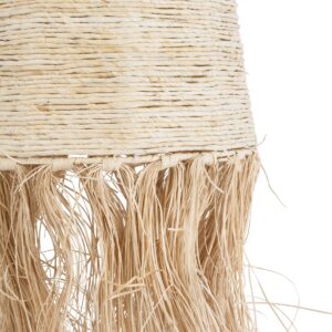 GloboStar® AREMBEPE 02178 Boho Κρεμαστό Φωτιστικό Οροφής Μονόφωτο 1 x E27 AC220-240V IP20 – Φ34 x Υ70cm – Μπεζ Φυσική Ράφια Νήμα Πλέγμα Καμπάνα – 5 Χρόνια Εγγύηση