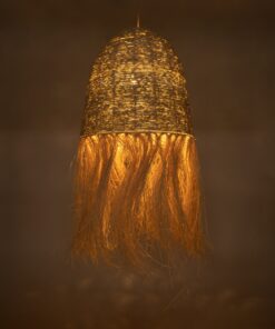 GloboStar® AREMBEPE 02179 Boho Κρεμαστό Φωτιστικό Οροφής Μονόφωτο 1 x E27 AC220-240V IP20 – Φ60 x Υ130cm – Μπεζ Φυσική Ράφια Νήμα Πλέγμα Καμπάνα – 5 Χρόνια Εγγύηση