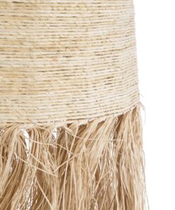 GloboStar® AREMBEPE 02179 Boho Κρεμαστό Φωτιστικό Οροφής Μονόφωτο 1 x E27 AC220-240V IP20 – Φ60 x Υ130cm – Μπεζ Φυσική Ράφια Νήμα Πλέγμα Καμπάνα – 5 Χρόνια Εγγύηση