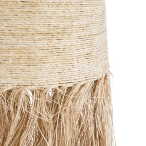 GloboStar® AREMBEPE 02179 Boho Κρεμαστό Φωτιστικό Οροφής Μονόφωτο 1 x E27 AC220-240V IP20 – Φ60 x Υ130cm – Μπεζ Φυσική Ράφια Νήμα Πλέγμα Καμπάνα – 5 Χρόνια Εγγύηση