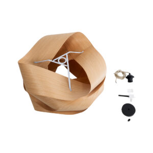 GloboStar® SARDIGNA 02180 Boho Κρεμαστό Φωτιστικό Οροφής Μονόφωτο 1 x E27 AC220-240V IP20 – Φ60 x Υ30cm – Καφέ Λεπτό Φύλλο Ξύλου Πλέγμα – 5 Χρόνια Εγγύηση