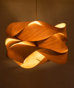 GloboStar® SARDIGNA 02180 Boho Κρεμαστό Φωτιστικό Οροφής Μονόφωτο 1 x E27 AC220-240V IP20 – Φ60 x Υ30cm – Καφέ Λεπτό Φύλλο Ξύλου Πλέγμα – 5 Χρόνια Εγγύηση