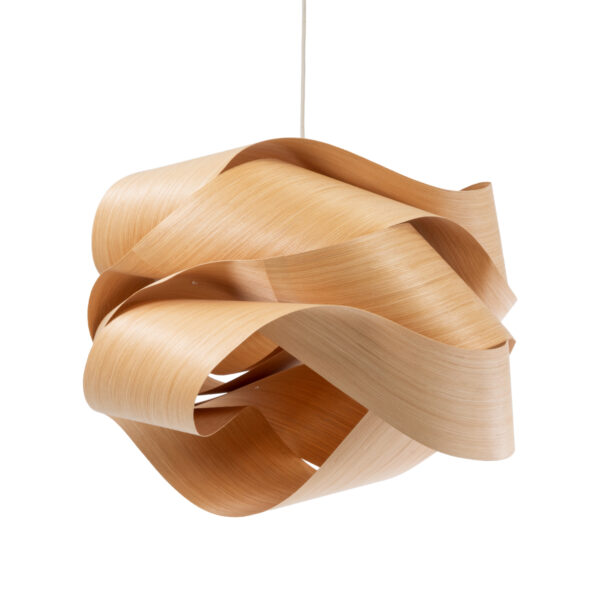 GloboStar® SARDIGNA 02180 Boho Κρεμαστό Φωτιστικό Οροφής Μονόφωτο 1 x E27 AC220-240V IP20 – Φ60 x Υ30cm – Καφέ Λεπτό Φύλλο Ξύλου Πλέγμα – 5 Χρόνια Εγγύηση