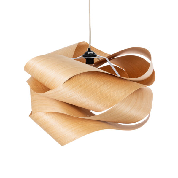 GloboStar® SARDIGNA 02180 Boho Κρεμαστό Φωτιστικό Οροφής Μονόφωτο 1 x E27 AC220-240V IP20 – Φ60 x Υ30cm – Καφέ Λεπτό Φύλλο Ξύλου Πλέγμα – 5 Χρόνια Εγγύηση