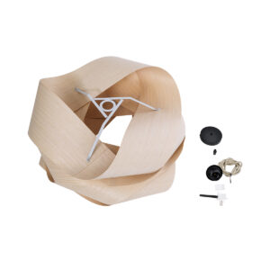 GloboStar® SARDIGNA 02181 Boho Κρεμαστό Φωτιστικό Οροφής Μονόφωτο 1 x E27 AC220-240V IP20 – Φ60 x Υ30cm – Μπεζ Λεπτό Φύλλο Ξύλου Πλέγμα – 5 Χρόνια Εγγύηση