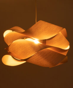 GloboStar® SARDIGNA 02181 Boho Κρεμαστό Φωτιστικό Οροφής Μονόφωτο 1 x E27 AC220-240V IP20 – Φ60 x Υ30cm – Μπεζ Λεπτό Φύλλο Ξύλου Πλέγμα – 5 Χρόνια Εγγύηση