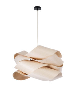 GloboStar® SARDIGNA 02181 Boho Κρεμαστό Φωτιστικό Οροφής Μονόφωτο 1 x E27 AC220-240V IP20 – Φ60 x Υ30cm – Μπεζ Λεπτό Φύλλο Ξύλου Πλέγμα – 5 Χρόνια Εγγύηση