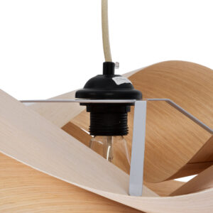 GloboStar® SARDIGNA 02181 Boho Κρεμαστό Φωτιστικό Οροφής Μονόφωτο 1 x E27 AC220-240V IP20 – Φ60 x Υ30cm – Μπεζ Λεπτό Φύλλο Ξύλου Πλέγμα – 5 Χρόνια Εγγύηση