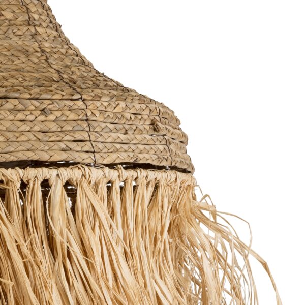 GloboStar® PORTOFERRAIO 02185 Boho Κρεμαστό Φωτιστικό Οροφής Μονόφωτο 1 x E27 AC220-240V IP20 – Φ50 x Υ80cm – Μπεζ με Καφέ Φυσική Ράφια Νήμα Πλέγμα Καμπάνα – 5 Χρόνια Εγγύηση