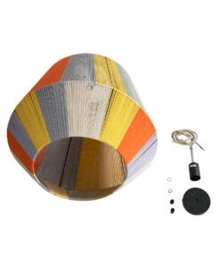 GloboStar® SALERNO 02188 Boho Κρεμαστό Φωτιστικό Οροφής Μονόφωτο 1 x E27 AC220-240V IP20 – Φ50 x Υ50cm – Μπεζ με Λευκό και Γρι με Πορτοκαλί Λεπτό Νήμα Βαμβακερό Πλέγμα Καμπάνα – 5 Χρόνια Εγγύηση