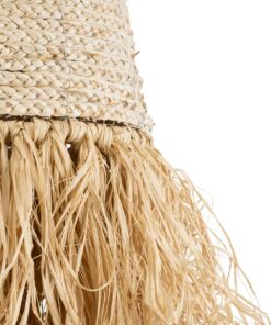 GloboStar® AREMBEPE 02189 Boho Κρεμαστό Φωτιστικό Οροφής Μονόφωτο 1 x E27 AC220-240V IP20 – Φ34 x Υ70cm – Μπεζ Φυσική Ράφια Νήμα Πλέγμα Καμπάνα – 5 Χρόνια Εγγύηση