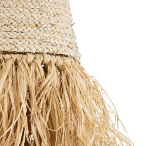 GloboStar® AREMBEPE 02189 Boho Κρεμαστό Φωτιστικό Οροφής Μονόφωτο 1 x E27 AC220-240V IP20 – Φ34 x Υ70cm – Μπεζ Φυσική Ράφια Νήμα Πλέγμα Καμπάνα – 5 Χρόνια Εγγύηση