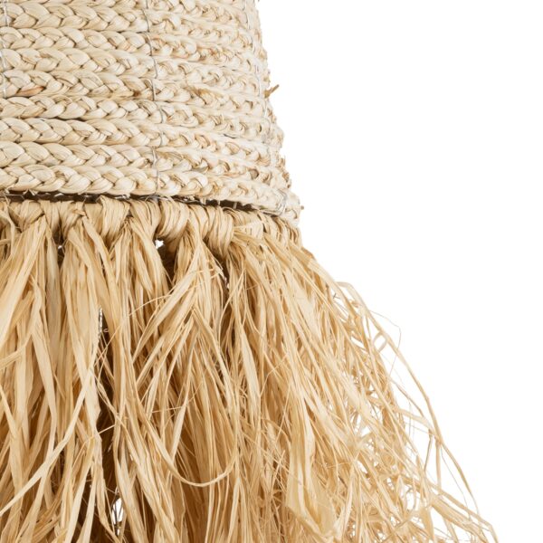 GloboStar® AREMBEPE 02189 Boho Κρεμαστό Φωτιστικό Οροφής Μονόφωτο 1 x E27 AC220-240V IP20 – Φ34 x Υ70cm – Μπεζ Φυσική Ράφια Νήμα Πλέγμα Καμπάνα – 5 Χρόνια Εγγύηση
