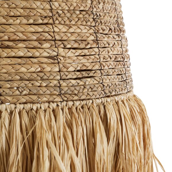 GloboStar® PORTOFERRAIO 02190 Boho Κρεμαστό Φωτιστικό Οροφής Μονόφωτο 1 x E27 AC220-240V IP20 – Φ60 x Υ120cm – Μπεζ Φυσική Ράφια Νήμα Πλέγμα Καμπάνα – 5 Χρόνια Εγγύηση