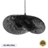 GloboStar® MEXICO 02201 Boho Κρεμαστό Φωτιστικό Οροφής Μονόφωτο 1 x E27 AC220-240V IP20 – Μ65 x Π45 x Υ18cm – Μαύρο Ξύλινο Μπαμπού Πλέγμα – 5 Χρόνια Εγγύηση