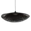 GloboStar® MEXICO 02202 Boho Κρεμαστό Φωτιστικό Οροφής Μονόφωτο 1 x E27 AC220-240V IP20 – Μ85 x Π50 x Υ30cm – Μαύρο Ξύλινο Μπαμπού Πλέγμα – 5 Χρόνια Εγγύηση