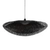 GloboStar® MEXICO 02203 Boho Κρεμαστό Φωτιστικό Οροφής Μονόφωτο 1 x E27 AC220-240V IP20 – Μ100 x Π62 x Υ33cm – Μαύρο Ξύλινο Μπαμπού Πλέγμα – 5 Χρόνια Εγγύηση