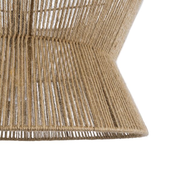GloboStar® BISBEE 02204 Boho Κρεμαστό Φωτιστικό Οροφής Μονόφωτο 1 x E27 AC220-240V IP20 – Φ50 x Υ28cm – Μπεζ Λεπτό Σχοινί Τριχιά Πλέγμα – 5 Χρόνια Εγγύηση
