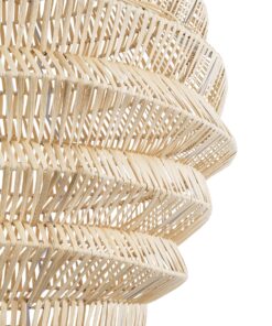 GloboStar® OREGON 02206 Boho Κρεμαστό Φωτιστικό Οροφής Μονόφωτο 1 x E27 AC220-240V IP20 – Φ60 x Υ56cm – Μπεζ Μπαμπού Πλέγμα – 5 Χρόνια Εγγύηση