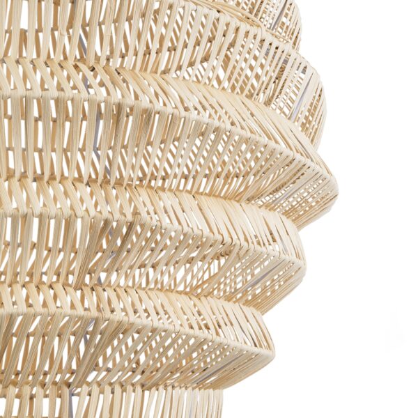 GloboStar® OREGON 02206 Boho Κρεμαστό Φωτιστικό Οροφής Μονόφωτο 1 x E27 AC220-240V IP20 – Φ60 x Υ56cm – Μπεζ Μπαμπού Πλέγμα – 5 Χρόνια Εγγύηση